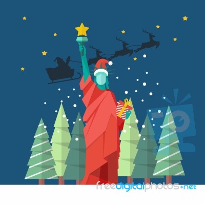 Santa Statue Of Liberty Christmas Concept Stock Image