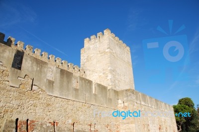 Sao Jorge Castle In Lisbon, Portugal Stock Photo