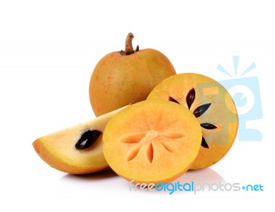 Sapodilla Isolated On The White Background Stock Photo