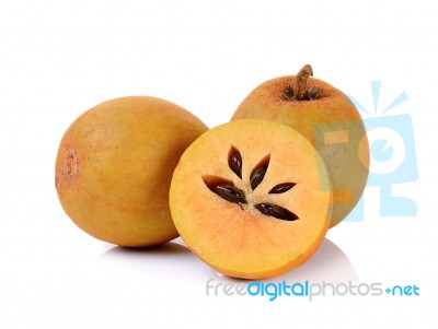 Sapodilla Isolated On The White Background Stock Photo