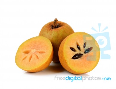 Sapodilla Isolated On The White Background Stock Photo