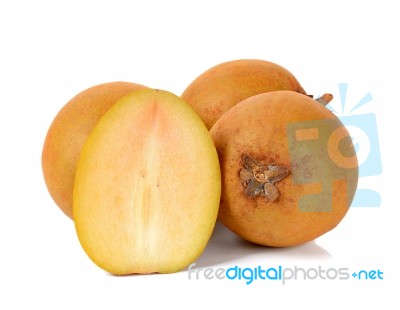 Sapodilla Isolated On The White Background Stock Photo