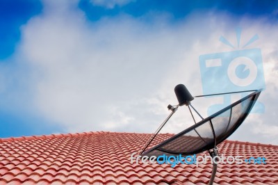 Satellite Dish On The Roof Stock Photo