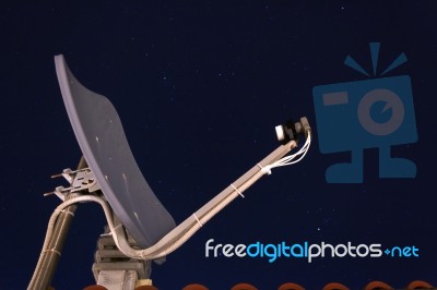 Satellite Dish Receiver Ina A Starred Night Stock Photo