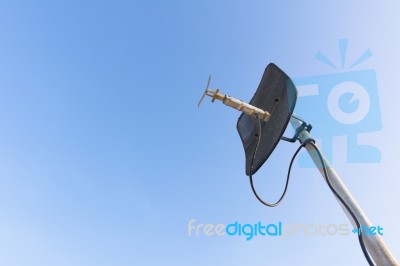 Satellite Dish With Blue Sky Stock Photo