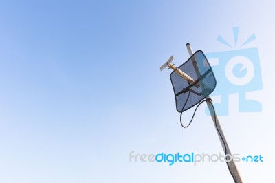 Satellite Dish With Blue Sky Stock Photo