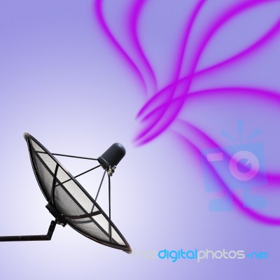 Satellite Dish with purple waves Stock Image