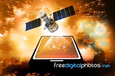 Satellite With Tablet Pc Stock Image