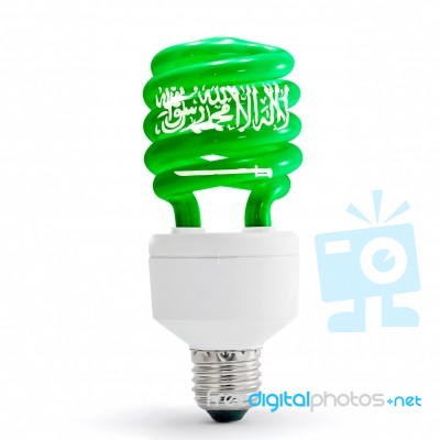 Saudi Arabia Flag On Lamp Stock Photo