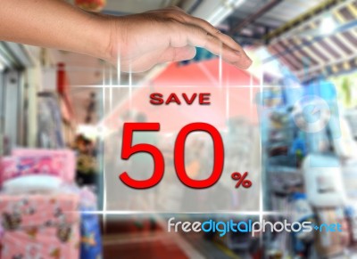 Save 50 Percent Stock Image