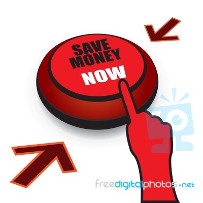 Save Money Now Button Stock Image