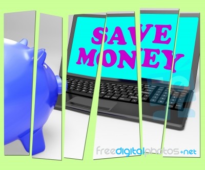 Save Money Piggy Bank Shows Spare Cash And Savings Stock Image