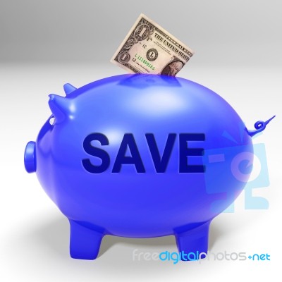 Save Piggy Bank Means Clearance Goods And Specials Stock Image