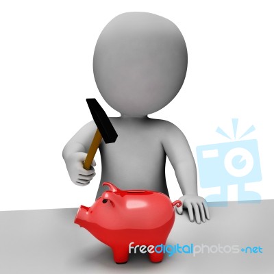 Save Piggybank Shows Spending Word And Banking 3d Rendering Stock Image