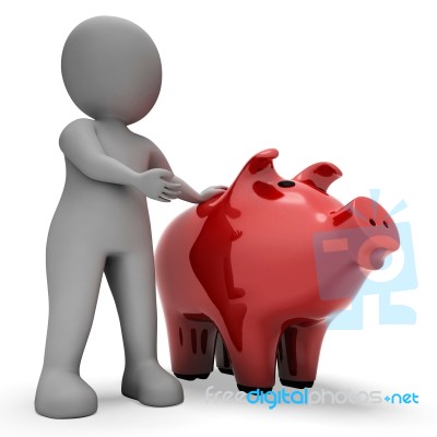 Save Savings Indicates Piggy Bank And Wealth 3d Rendering Stock Image