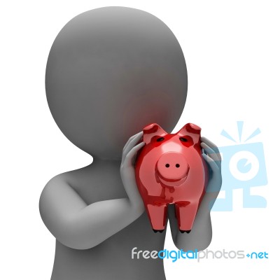 Save Savings Represents Piggy Bank And Render 3d Rendering Stock Image