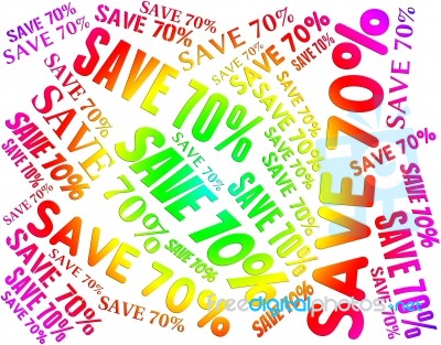 Save Seventy Percent Shows Offers Words And Promotion Stock Image