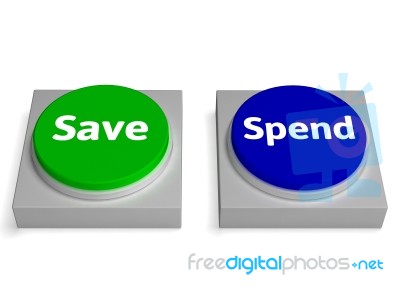 Save Spend Buttons Shows Saving Or Spending Stock Image