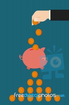 Saving In Piggy Bank Stock Image