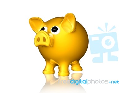 Saving Plan With Gold Piggy Bank Stock Image