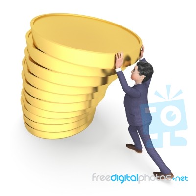 Savings Character Indicates Business Person And Richness 3d Rend… Stock Image