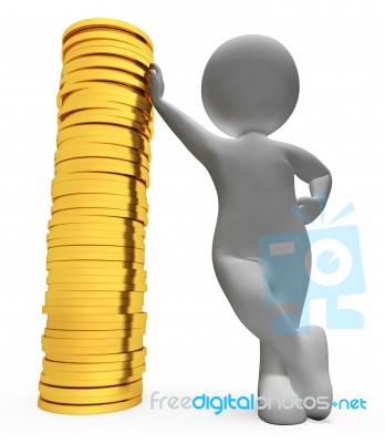 Savings Money Indicates Illustration Riches And Coins 3d Renderi… Stock Image