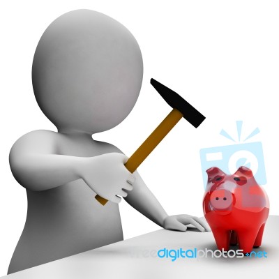 Savings Money Indicates Piggy Bank And Banking 3d Rendering Stock Image