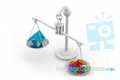 Scale With A House And Dollar Stock Image