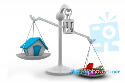 Scale With A House And Dollar Stock Image