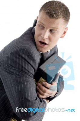 Scared Businessman Stock Photo