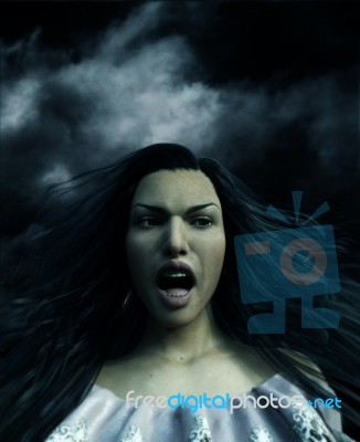 Scared Woman Portrait,3d Illustration Stock Image