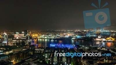 Scenic Of Hamburg Night Cityscape Stock Photo