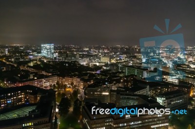 Scenic Of Hamburg Night Cityscape Stock Photo