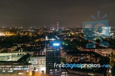 Scenic Of Hamburg Night Cityscape Stock Photo