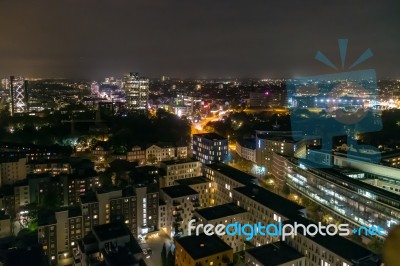 Scenic Of Hamburg Night Cityscape Stock Photo