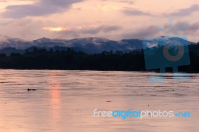 Scenic Of Twilight Time At River Stock Photo