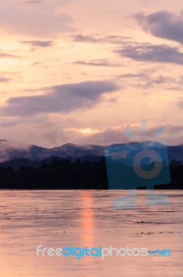 Scenic Of Twilight Time At River Stock Photo