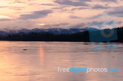 Scenic Of Twilight Time At River Stock Photo