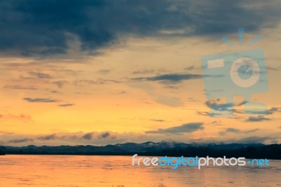 Scenic Of Twilight Time At River Stock Photo