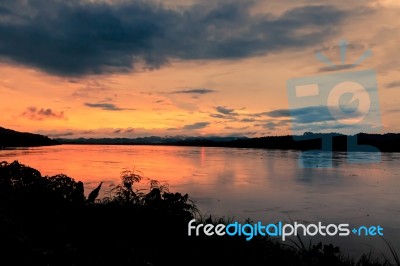 Scenic Of Twilight Time At River Stock Photo