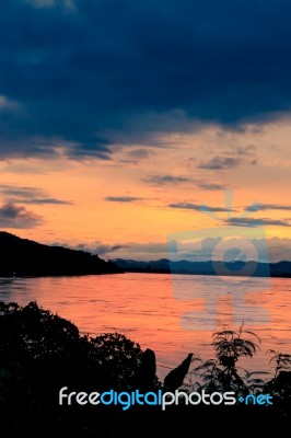 Scenic Of Twilight Time At River Stock Photo