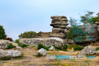 Scenic View Of Brimham Rocks In Yorkshire Dales National Park Stock Photo