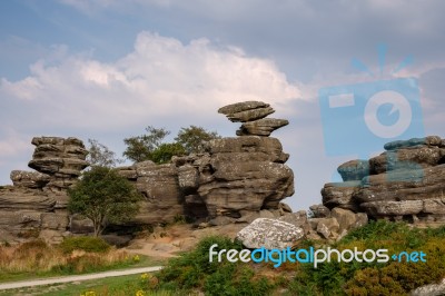 Scenic View Of Brimham Rocks In Yorkshire Dales National Park Stock Photo