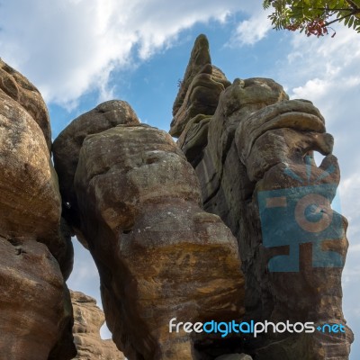 Scenic View Of Brimham Rocks In Yorkshire Dales National Park Stock Photo