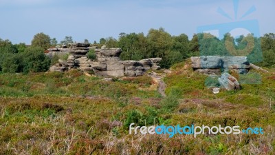 Scenic View Of Brimham Rocks In Yorkshire Dales National Park Stock Photo