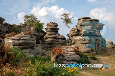 Scenic View Of Brimham Rocks In Yorkshire Dales National Park Stock Photo