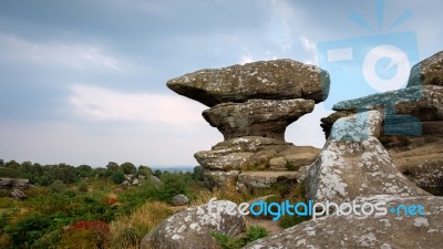 Scenic View Of Brimham Rocks In Yorkshire Dales National Park Stock Photo