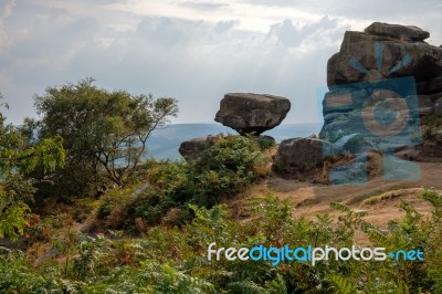 Scenic View Of Brimham Rocks In Yorkshire Dales National Park Stock Photo