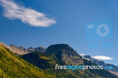 Scenic View Of Glacier National Park Stock Photo