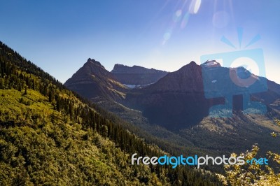 Scenic View Of Glacier National Park Stock Photo